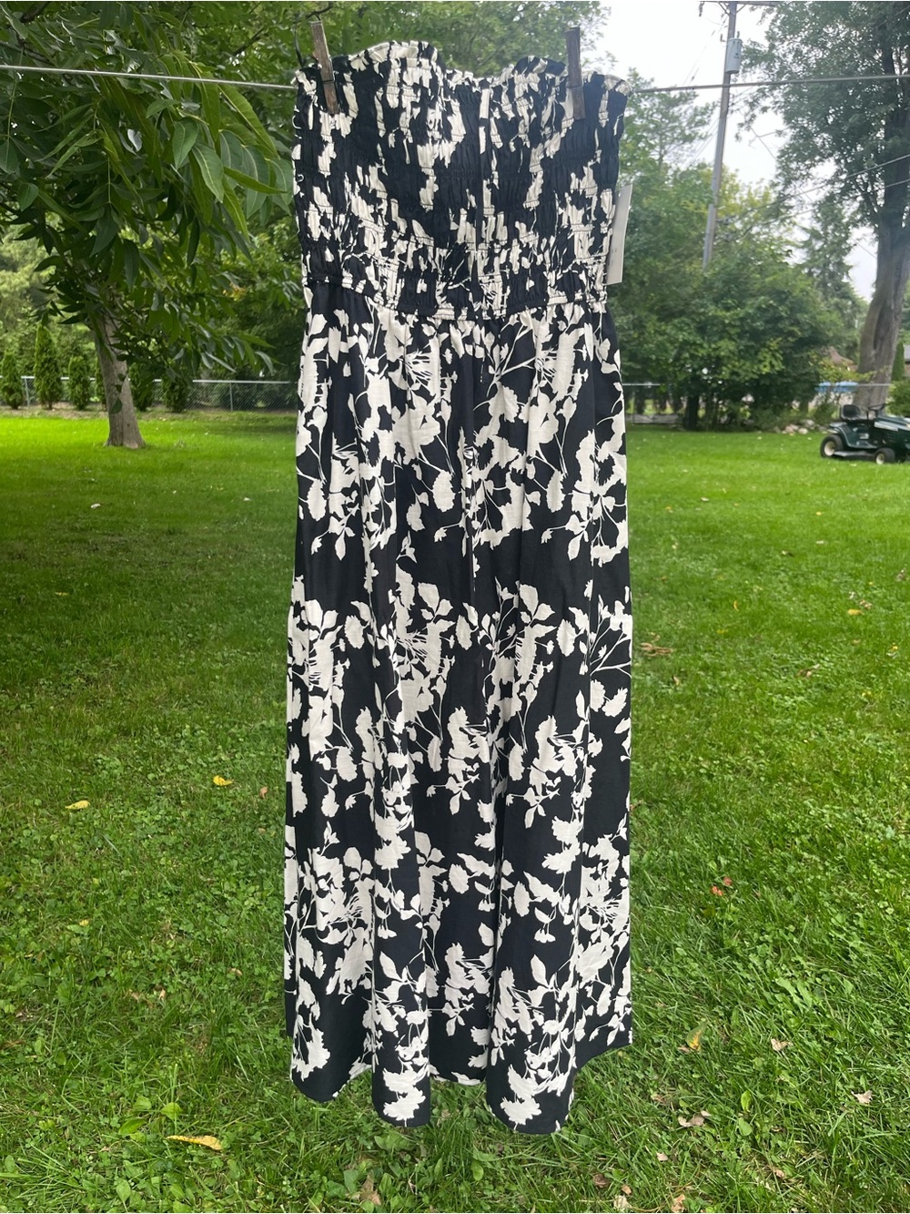 a new day Black and White Floral Strapless Maxi Dress